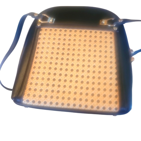 Miztique Daisy Rattan Convertible Cream and Black 2 in 1 Vegan Leather Backpack - Picture 6 of 12